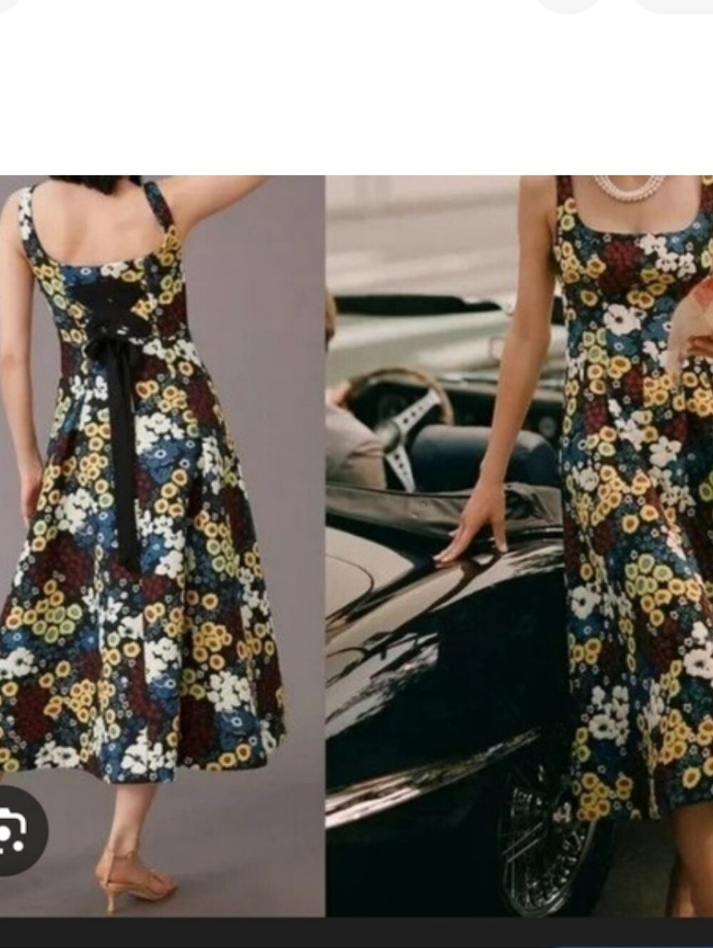 Anthropologie Mauve Multi Floral Corset Midi Dress
